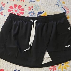 NWT PINK Victoria's Secret Black Skorts with Elastic Waistband Large